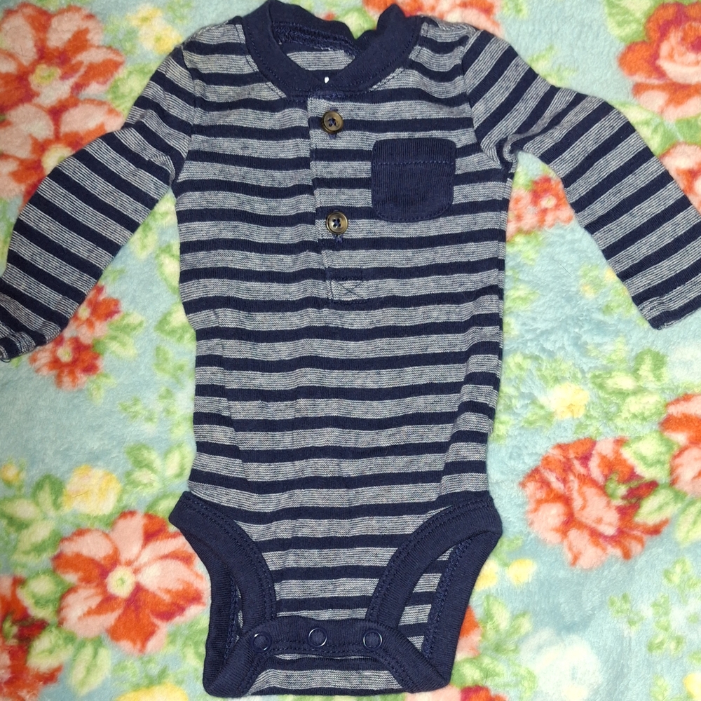 Striped Navy and Gray Kids One Piece